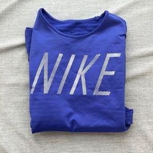 Nike Girls Youth Thermal Purple/Blue Dri-Fit Fleece Lined Long Sleeve Top